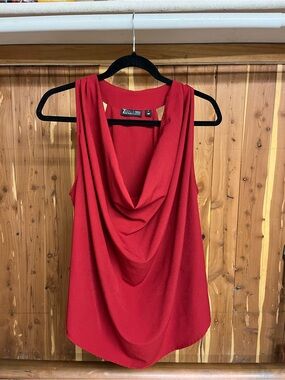 Zenobia Draped Cowl-Neck Camisole in Red